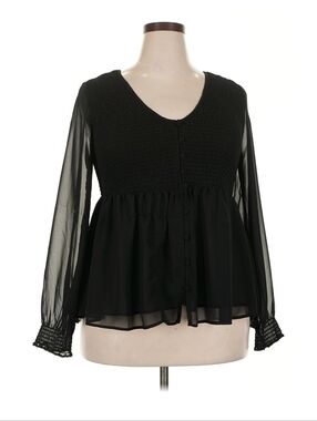 Torrid Long Sleeve Black Blouse